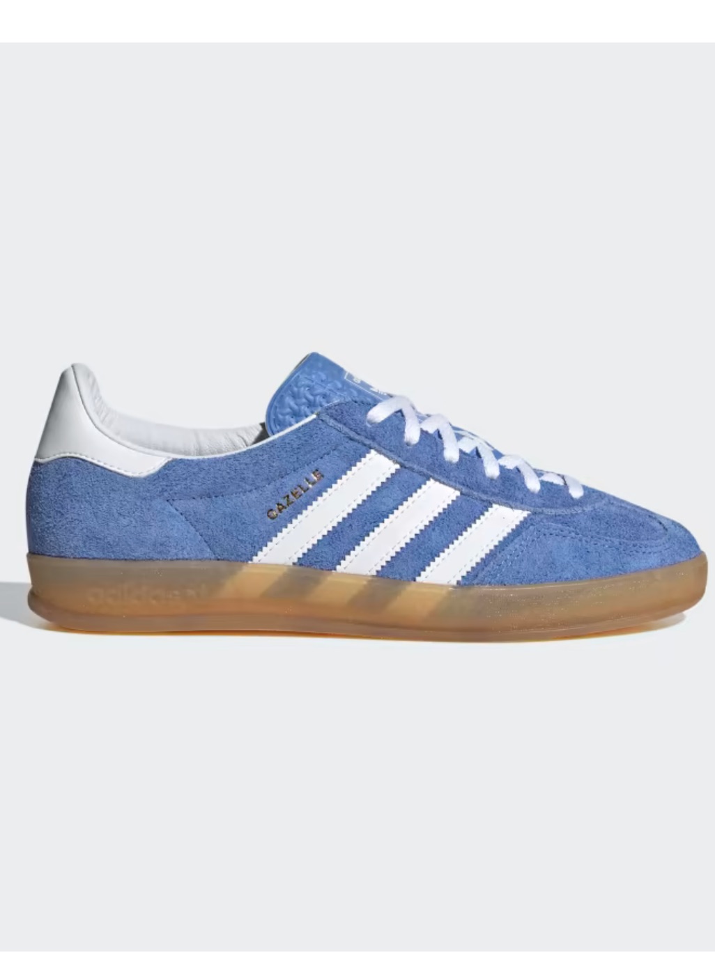 Adidas Gazelle Suede Sneaker In Blue And White With Gum Sole